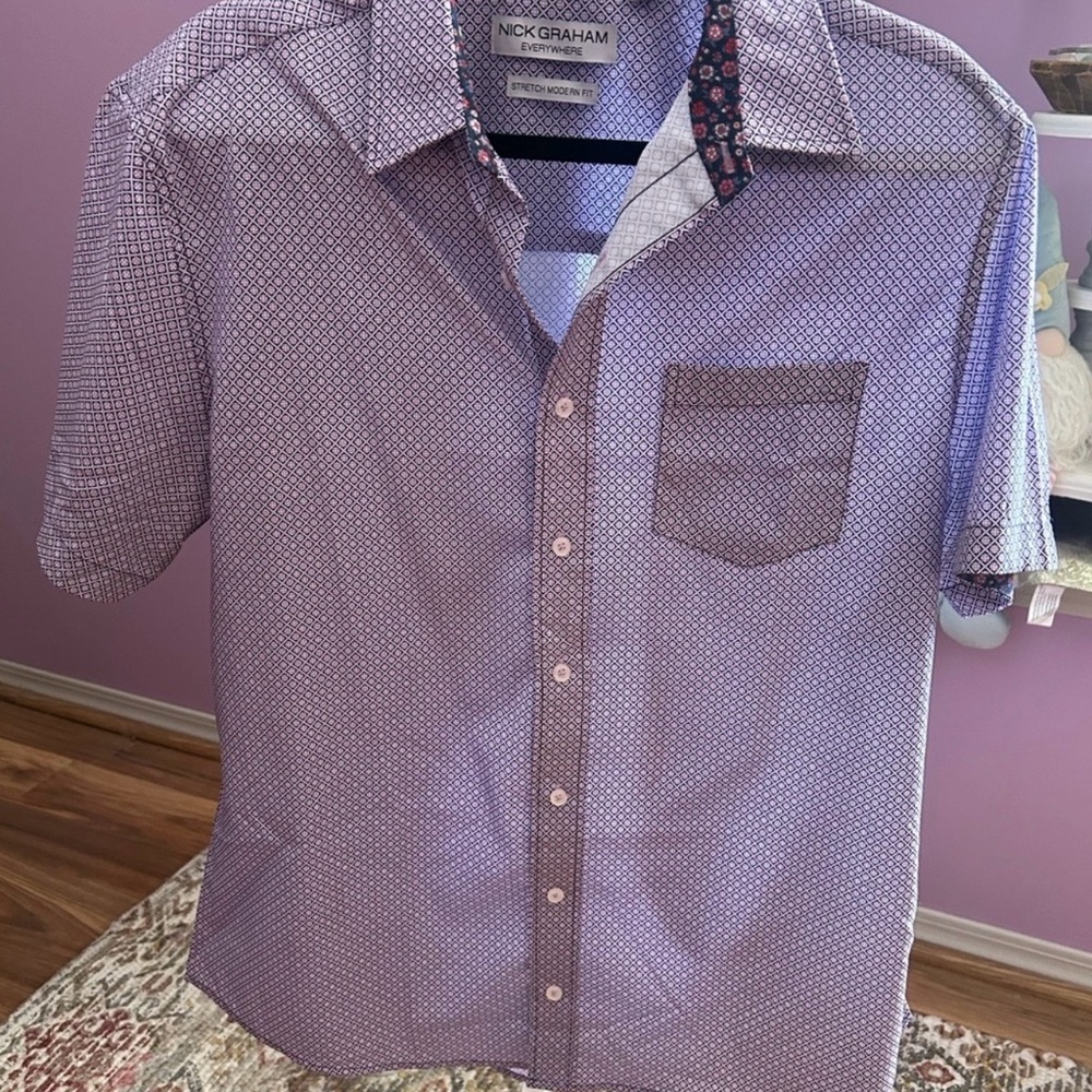 Nick Graham Men's Purple Geometric Button Down Shirt